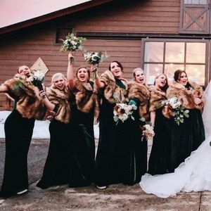 Set of 7 fur shawls- wedding bridesmaids